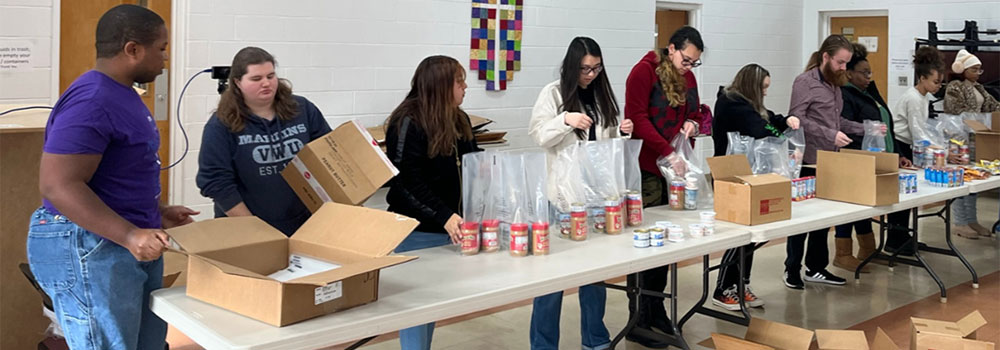 Students participating in faith-based service