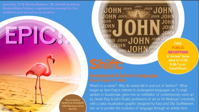 SHIFT: Endangered & Extinct Languages Opens at Norfolk Academy, Showcasing VWU Faculty